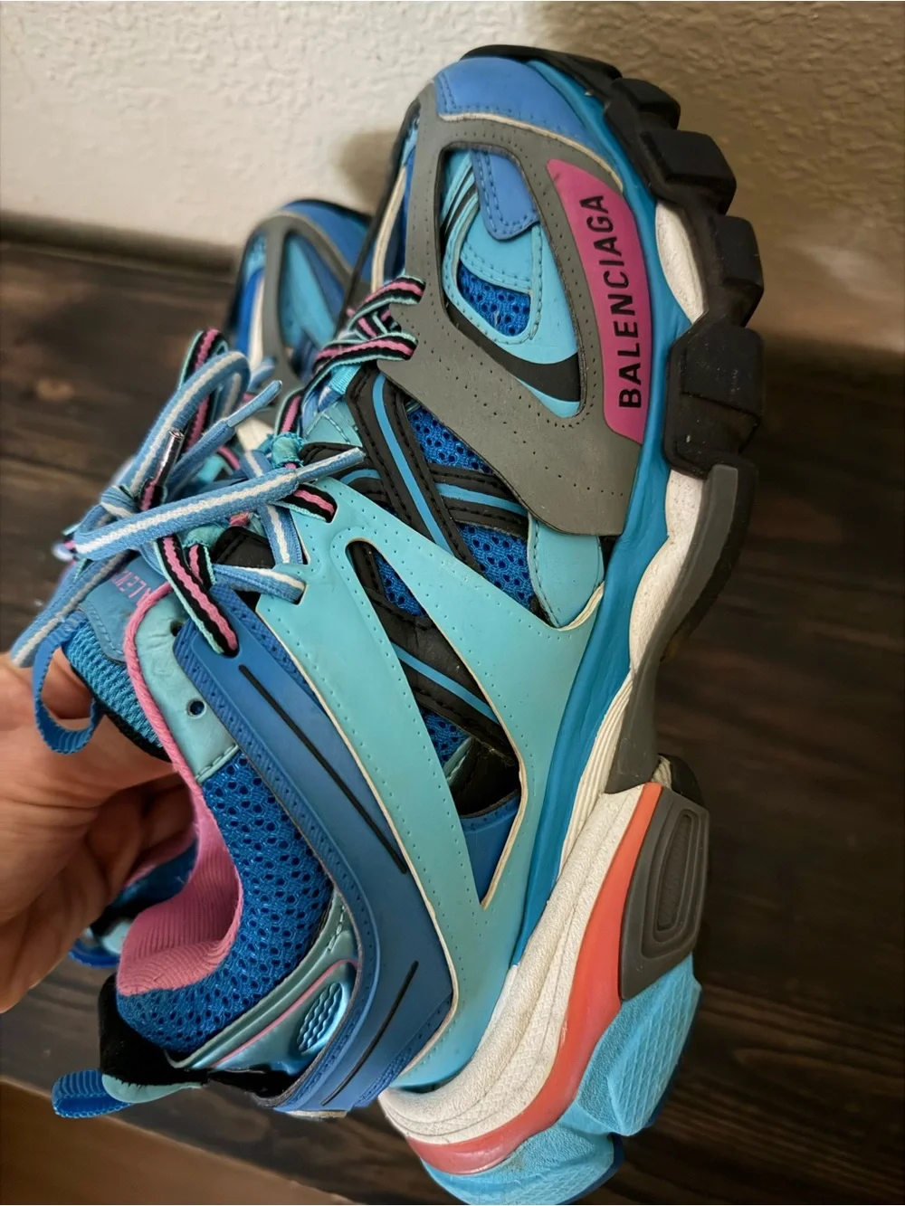 Balenciaga Women's Blue Pink and Gray Track Sneaker 38 or 8 size woman - Picture 3 of 3